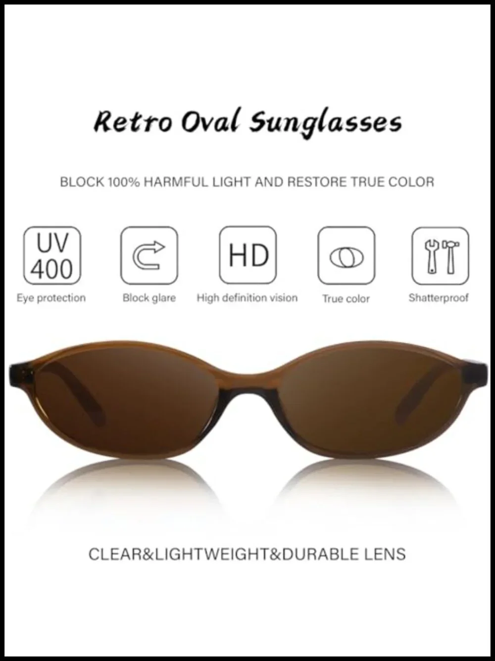 Retro Oval Cat Eye Sunglasses UV Protection Narrow Shades